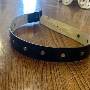 Black leather bullet and studded belt